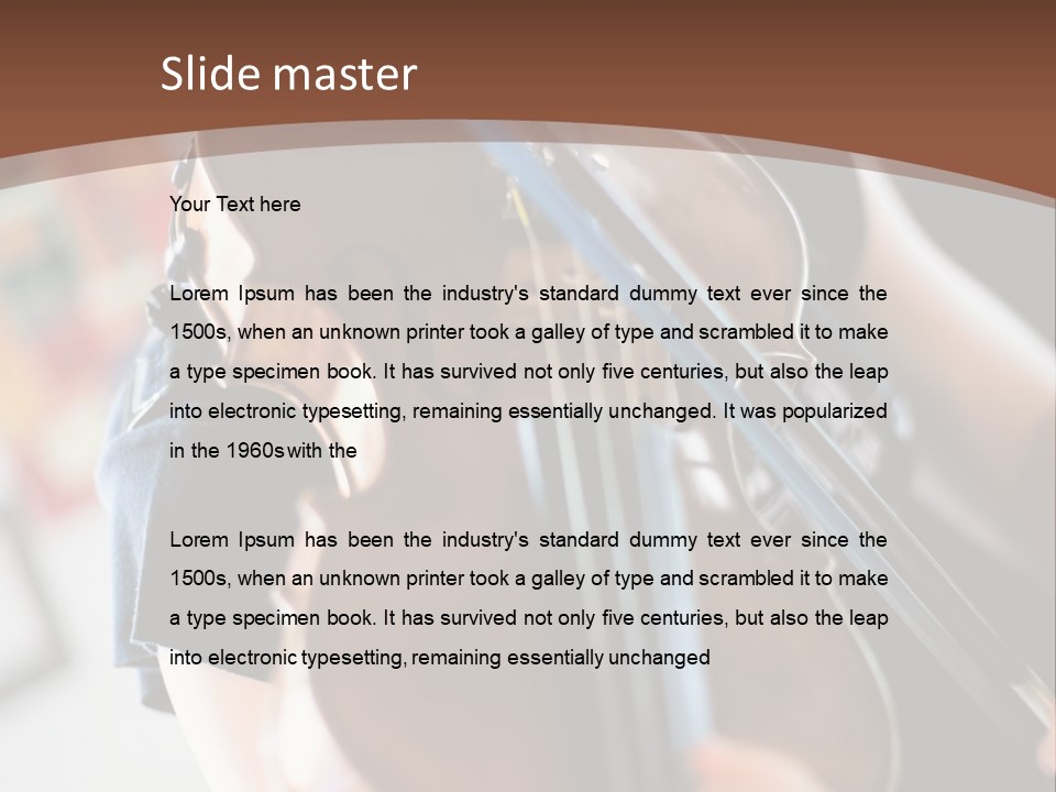 A Young Girl Playing A Violin On A Brown Background PowerPoint Template