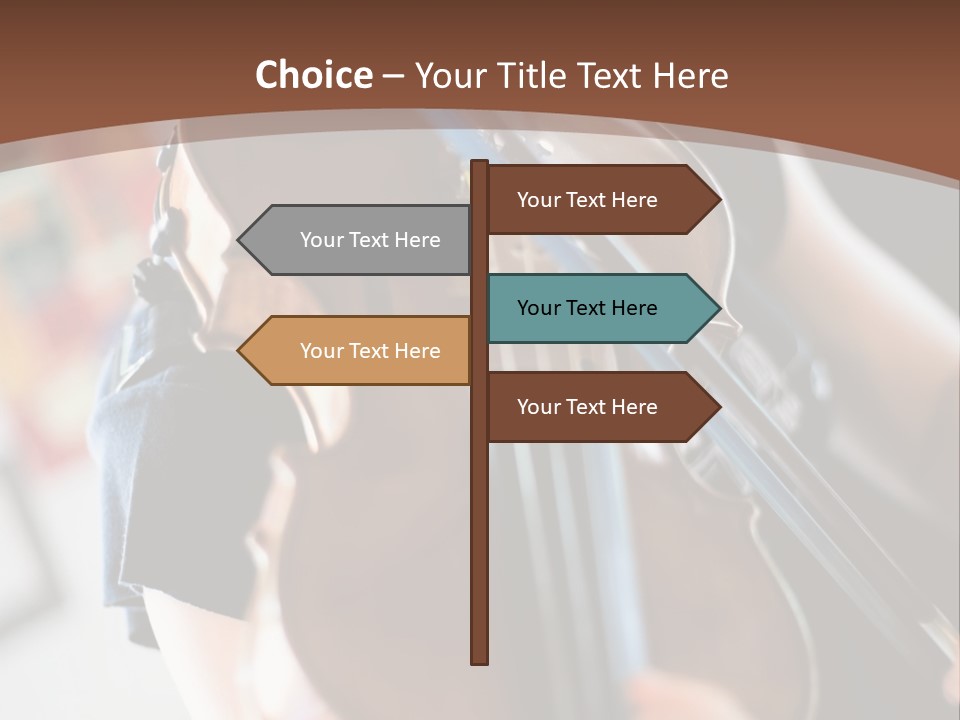 A Young Girl Playing A Violin On A Brown Background PowerPoint Template