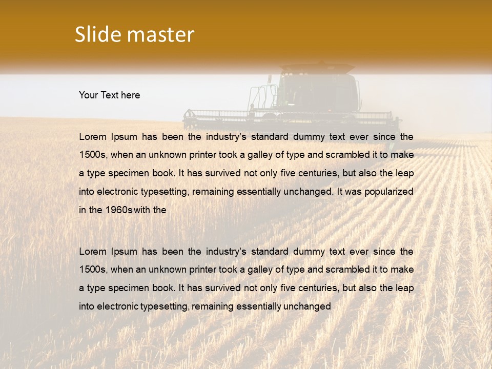 A Farm Field With A Combiner In The Middle Of It PowerPoint Template