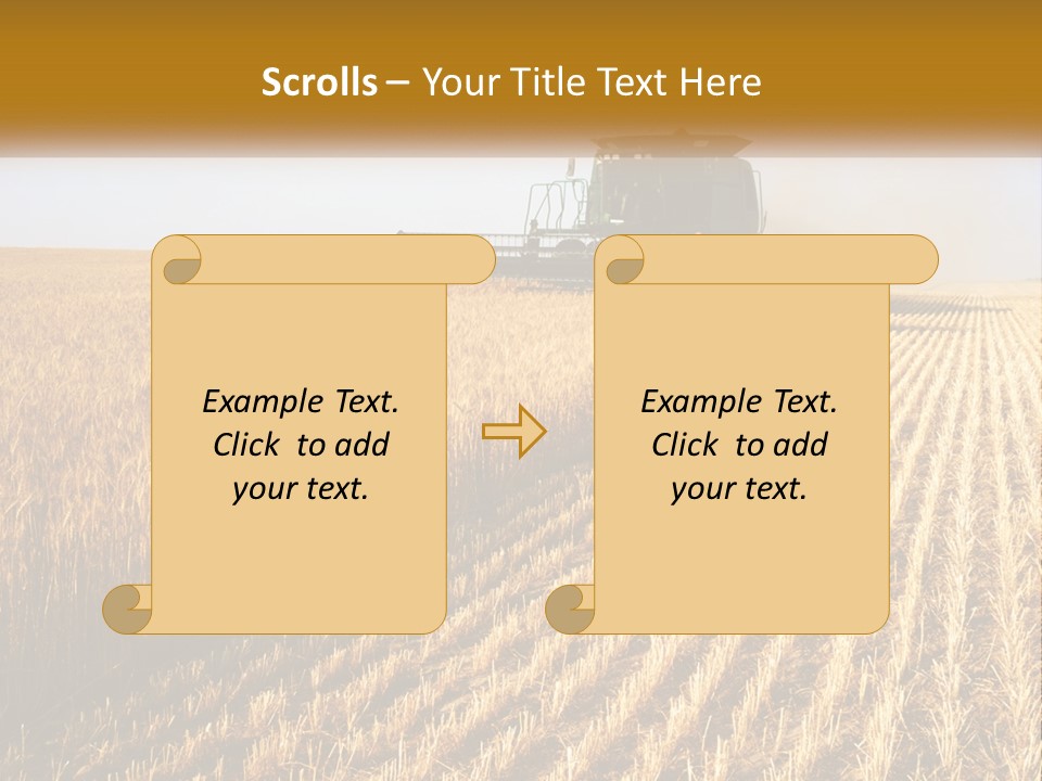 A Farm Field With A Combiner In The Middle Of It PowerPoint Template