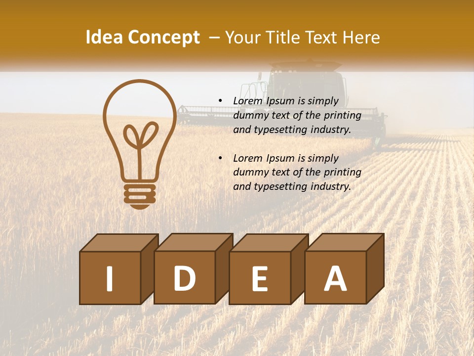 A Farm Field With A Combiner In The Middle Of It PowerPoint Template