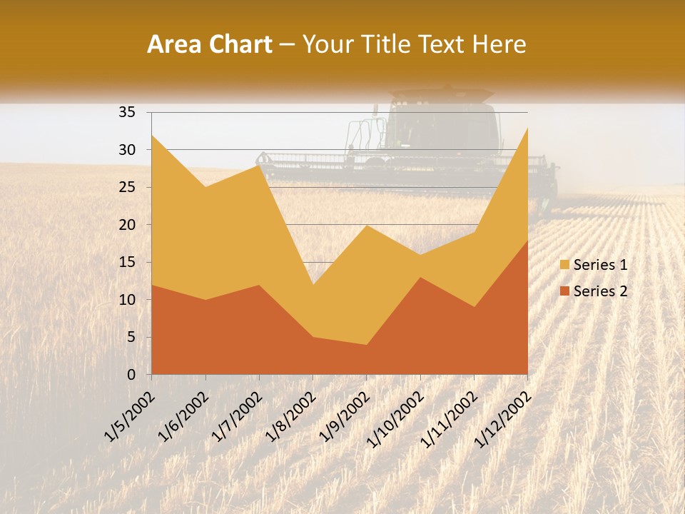 A Farm Field With A Combiner In The Middle Of It PowerPoint Template