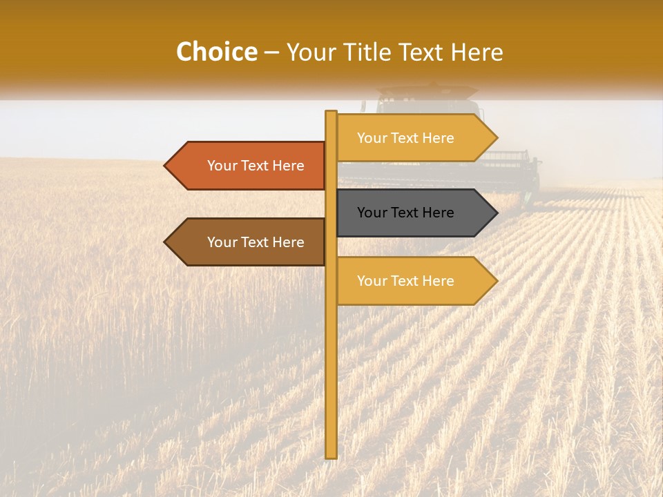 A Farm Field With A Combiner In The Middle Of It PowerPoint Template