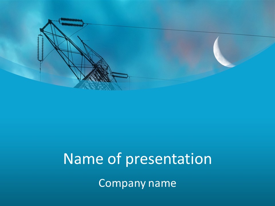 A Power Line With The Moon In The Background PowerPoint Template