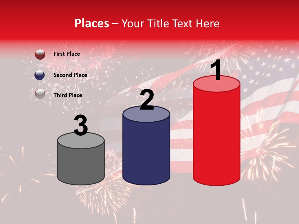 An American Flag With Fireworks In The Background PowerPoint Template