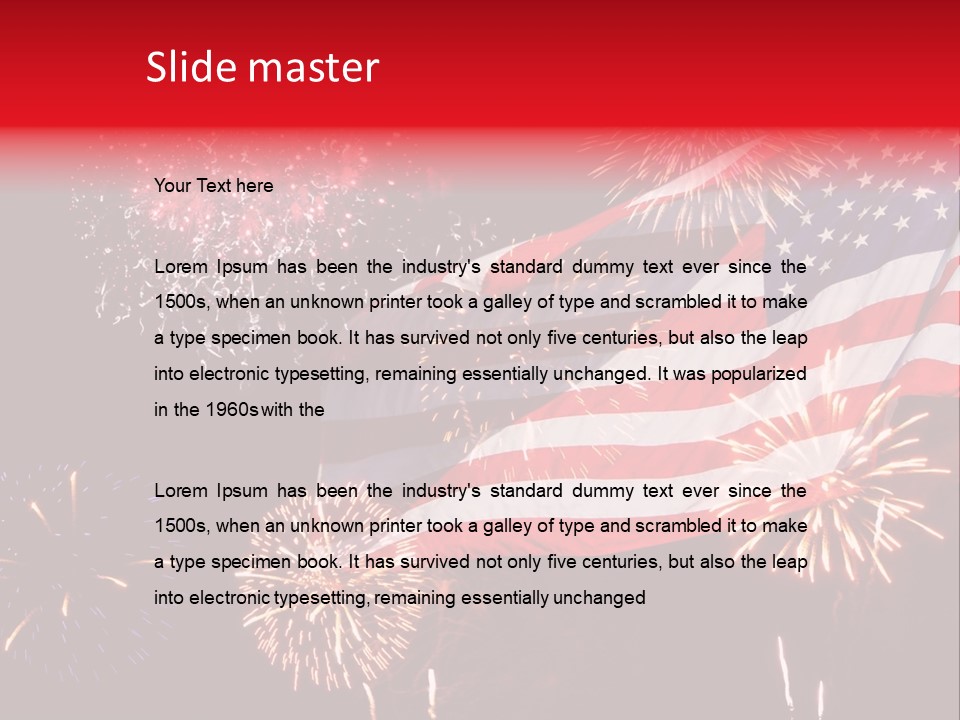 An American Flag With Fireworks In The Background PowerPoint Template