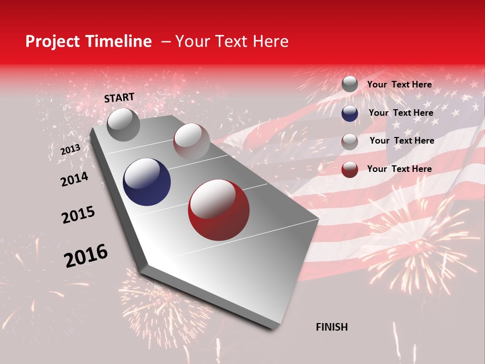 An American Flag With Fireworks In The Background PowerPoint Template