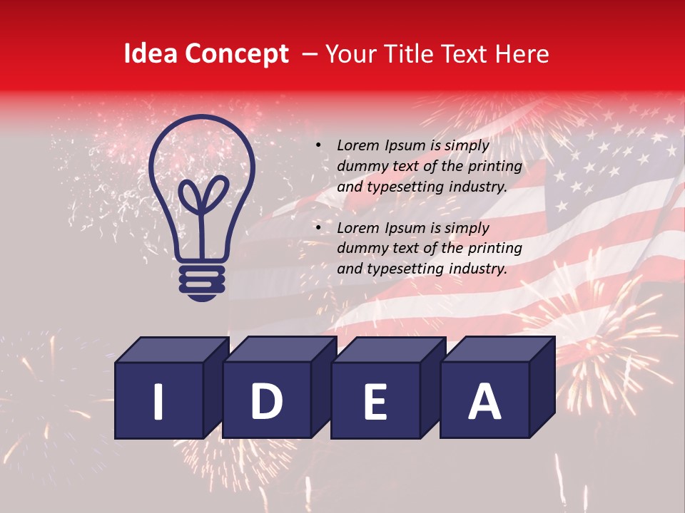 An American Flag With Fireworks In The Background PowerPoint Template
