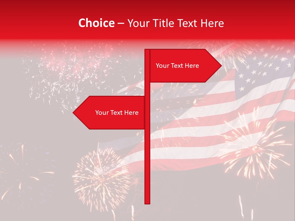 An American Flag With Fireworks In The Background PowerPoint Template