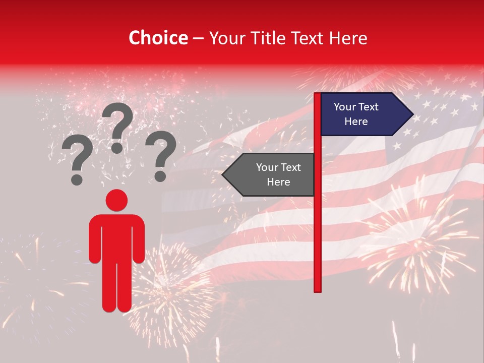 An American Flag With Fireworks In The Background PowerPoint Template