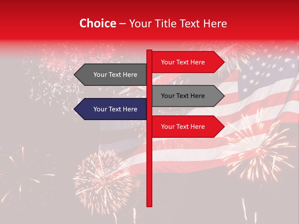 An American Flag With Fireworks In The Background PowerPoint Template