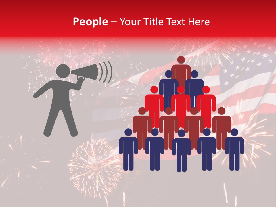 An American Flag With Fireworks In The Background PowerPoint Template