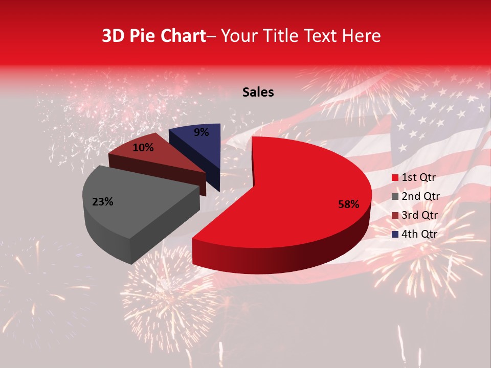 An American Flag With Fireworks In The Background PowerPoint Template