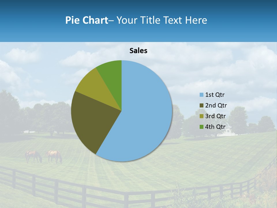 Two Horses Grazing In A Field With A House In The Background PowerPoint Template