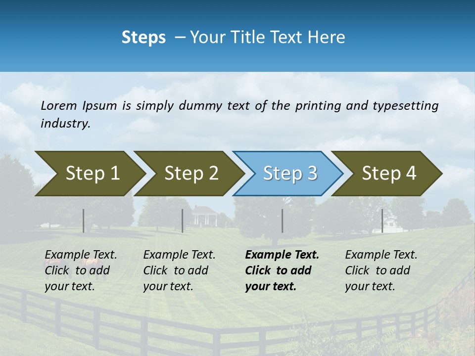 Two Horses Grazing In A Field With A House In The Background PowerPoint Template