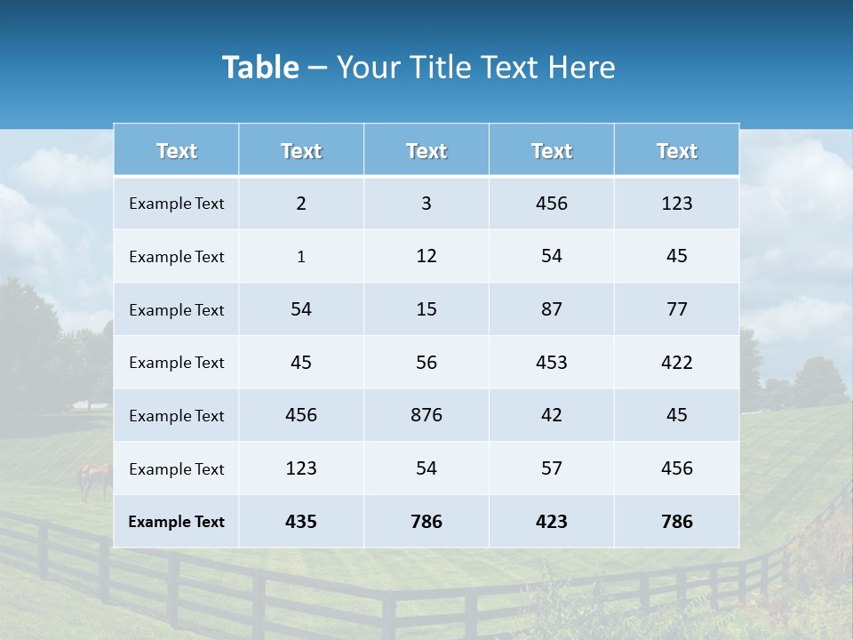 Two Horses Grazing In A Field With A House In The Background PowerPoint Template