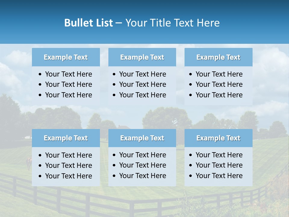 Two Horses Grazing In A Field With A House In The Background PowerPoint Template