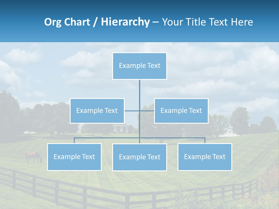 Two Horses Grazing In A Field With A House In The Background PowerPoint Template