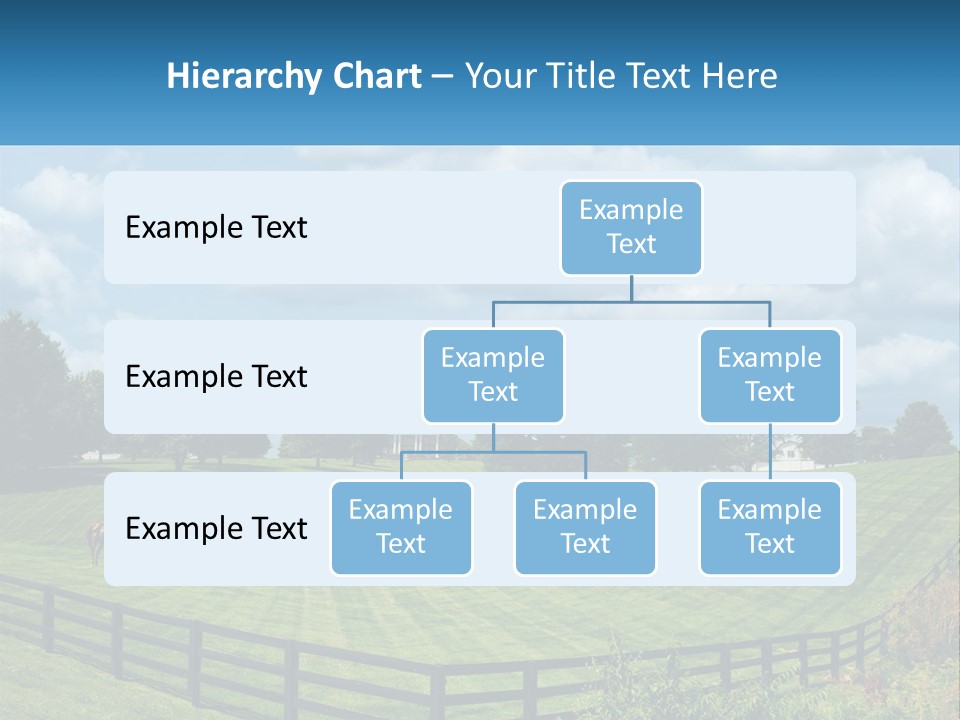 Two Horses Grazing In A Field With A House In The Background PowerPoint Template