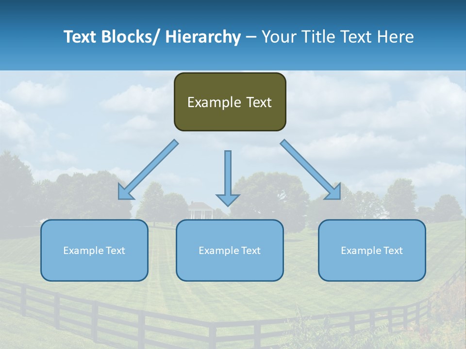 Two Horses Grazing In A Field With A House In The Background PowerPoint Template