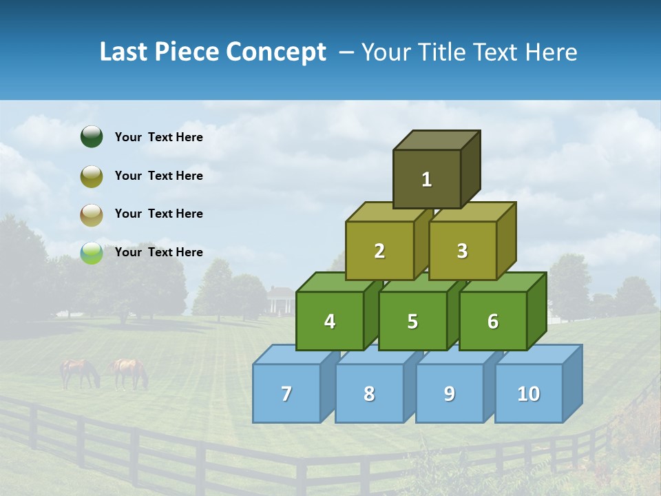 Two Horses Grazing In A Field With A House In The Background PowerPoint Template