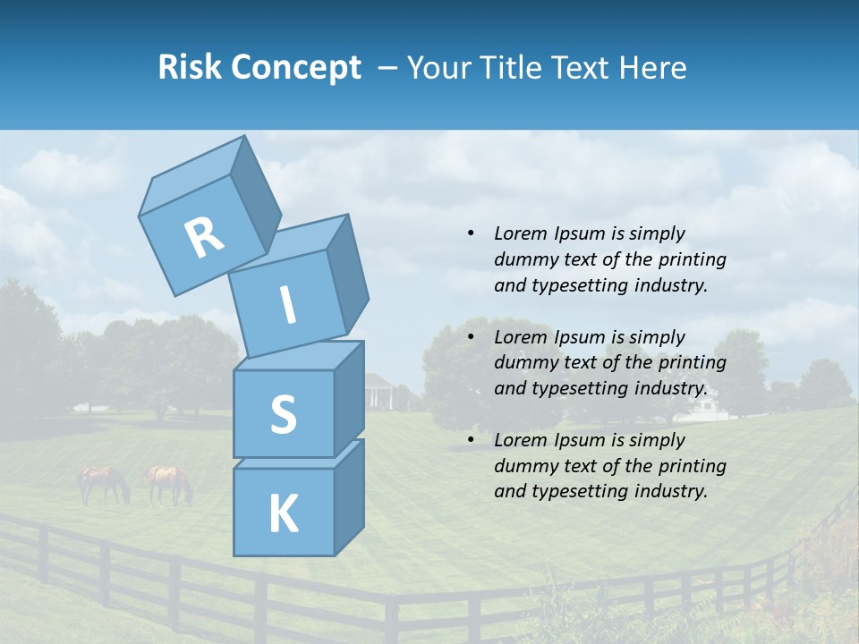 Two Horses Grazing In A Field With A House In The Background PowerPoint Template