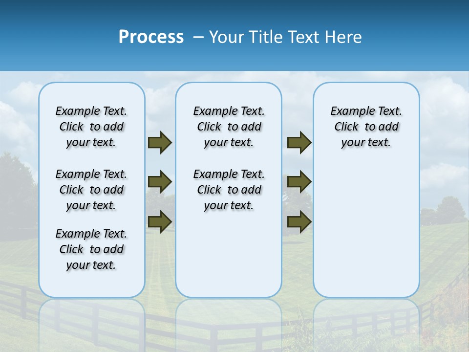 Two Horses Grazing In A Field With A House In The Background PowerPoint Template