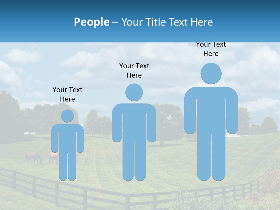 Two Horses Grazing In A Field With A House In The Background PowerPoint Template