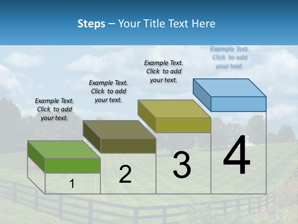 Two Horses Grazing In A Field With A House In The Background PowerPoint Template