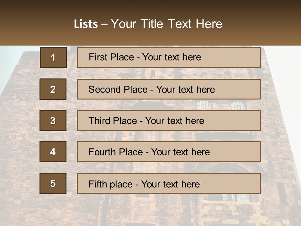 A Tall Brick Building With Windows And A Sky Background PowerPoint Template