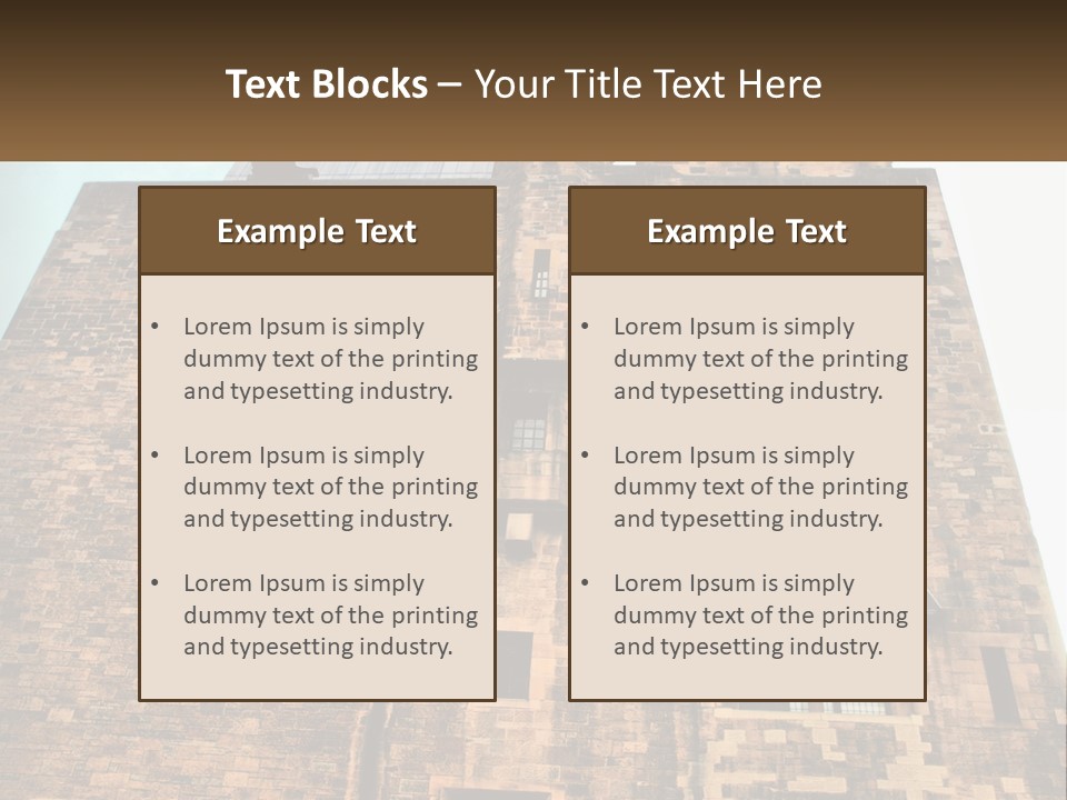 A Tall Brick Building With Windows And A Sky Background PowerPoint Template