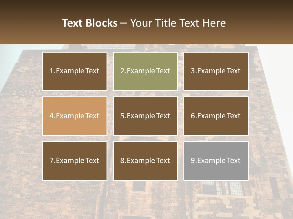 A Tall Brick Building With Windows And A Sky Background PowerPoint Template