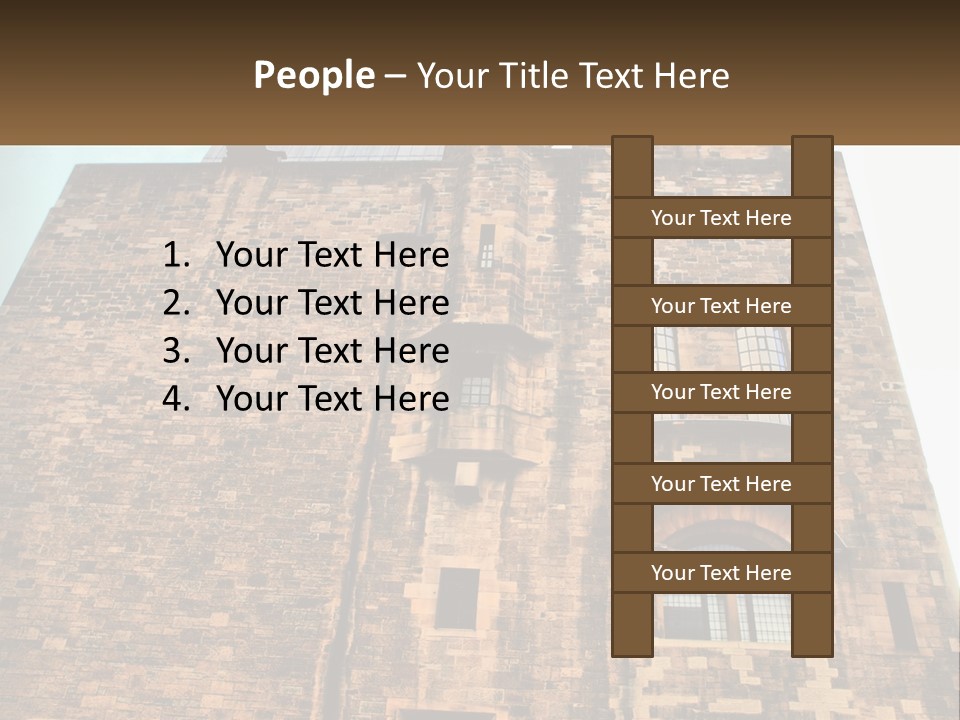 A Tall Brick Building With Windows And A Sky Background PowerPoint Template