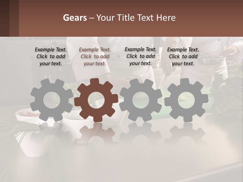 A Group Of Chefs Preparing Food In A Kitchen PowerPoint Template