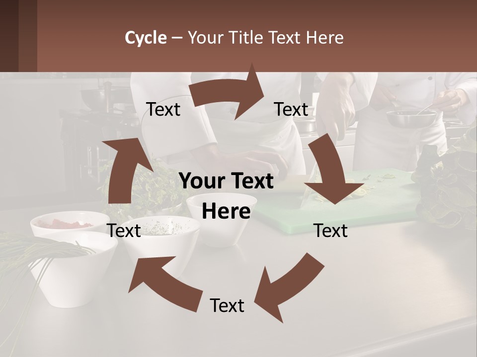 A Group Of Chefs Preparing Food In A Kitchen PowerPoint Template