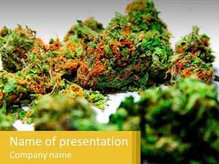 A Pile Of Green Weed Sitting On Top Of A Table PowerPoint Template