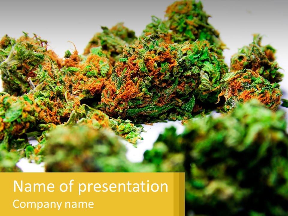 A Pile Of Green Weed Sitting On Top Of A Table PowerPoint Template
