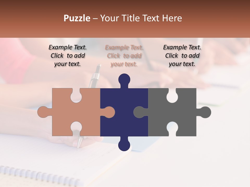 A Group Of People Sitting At A Table Writing On Notebooks PowerPoint Template