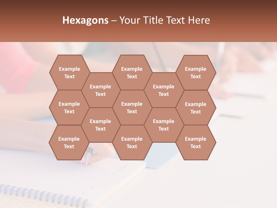 A Group Of People Sitting At A Table Writing On Notebooks PowerPoint Template