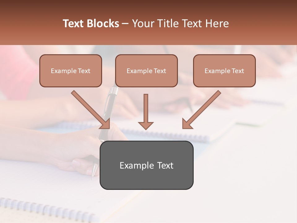 A Group Of People Sitting At A Table Writing On Notebooks PowerPoint Template