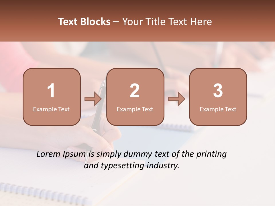 A Group Of People Sitting At A Table Writing On Notebooks PowerPoint Template
