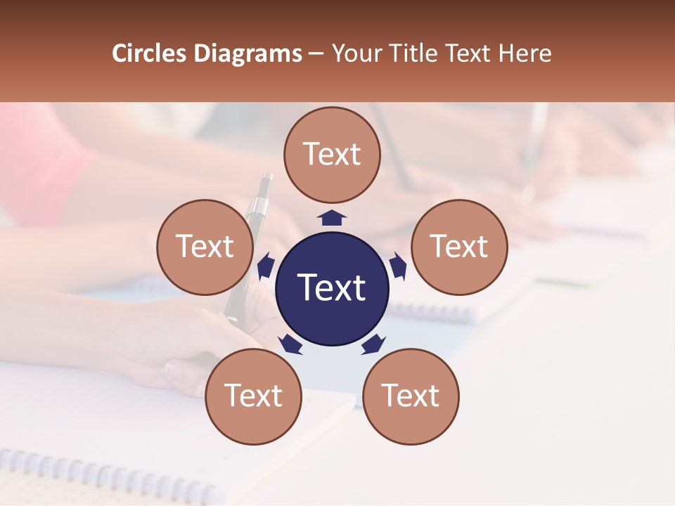 A Group Of People Sitting At A Table Writing On Notebooks PowerPoint Template
