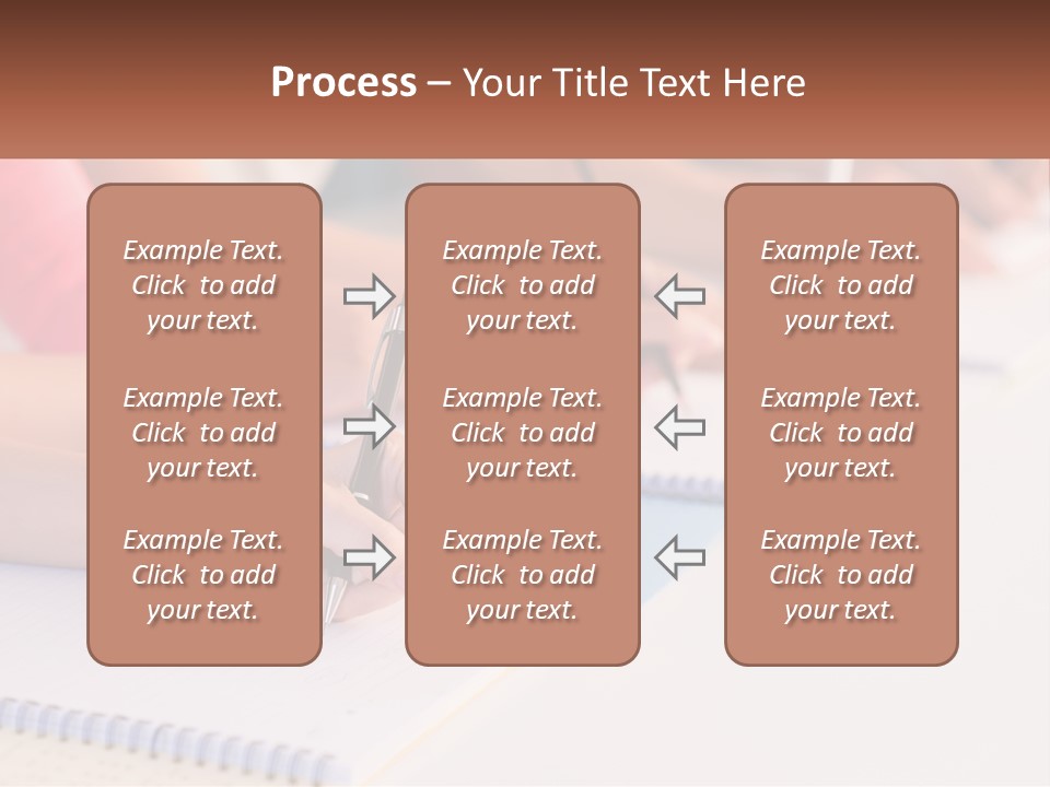 A Group Of People Sitting At A Table Writing On Notebooks PowerPoint Template