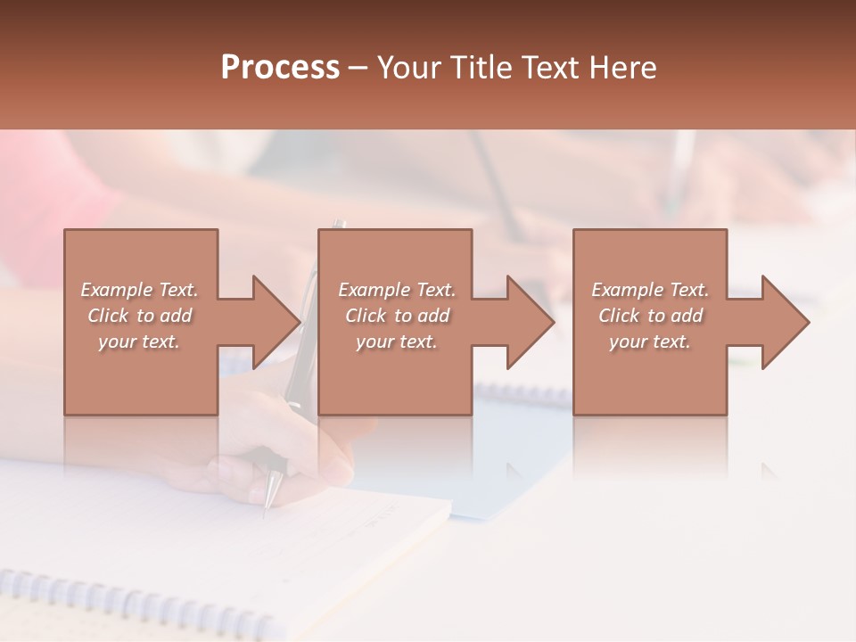 A Group Of People Sitting At A Table Writing On Notebooks PowerPoint Template