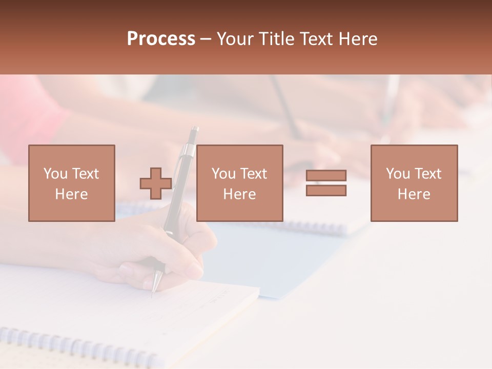 A Group Of People Sitting At A Table Writing On Notebooks PowerPoint Template