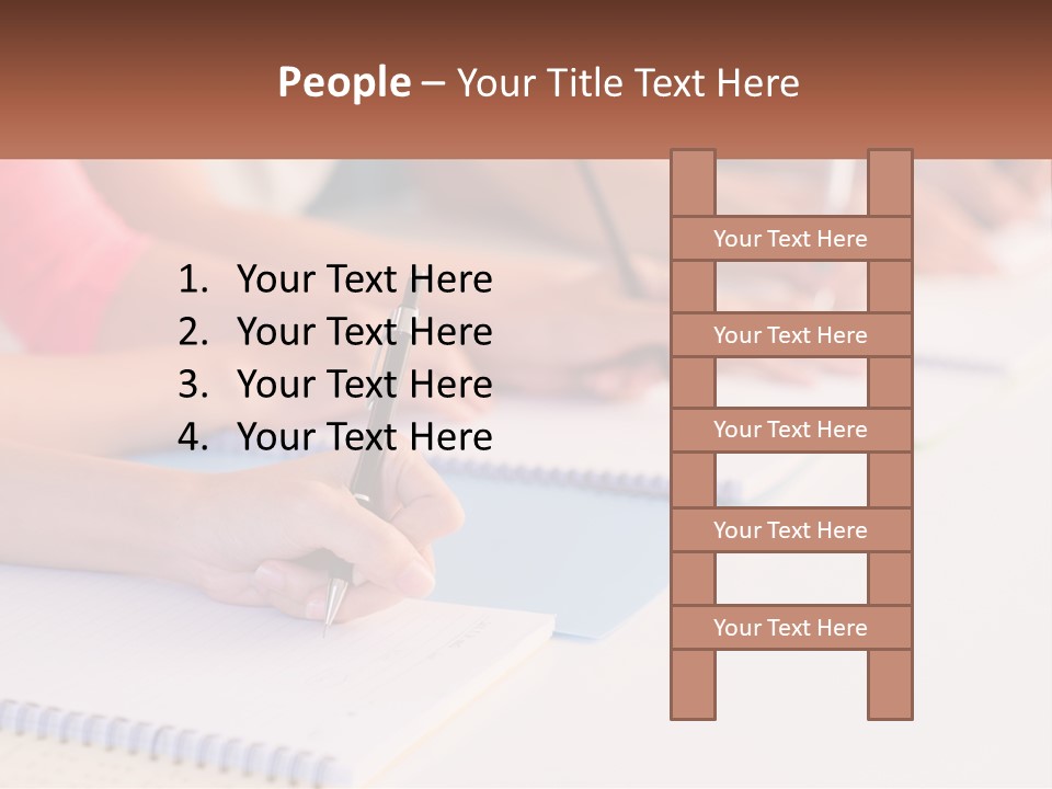 A Group Of People Sitting At A Table Writing On Notebooks PowerPoint Template