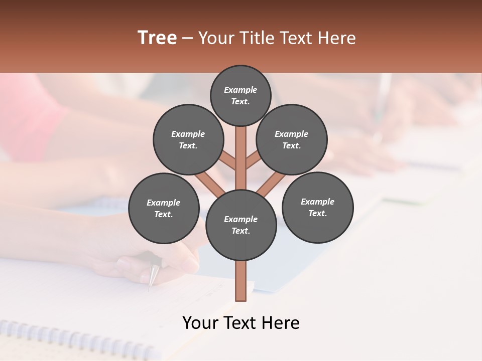 A Group Of People Sitting At A Table Writing On Notebooks PowerPoint Template