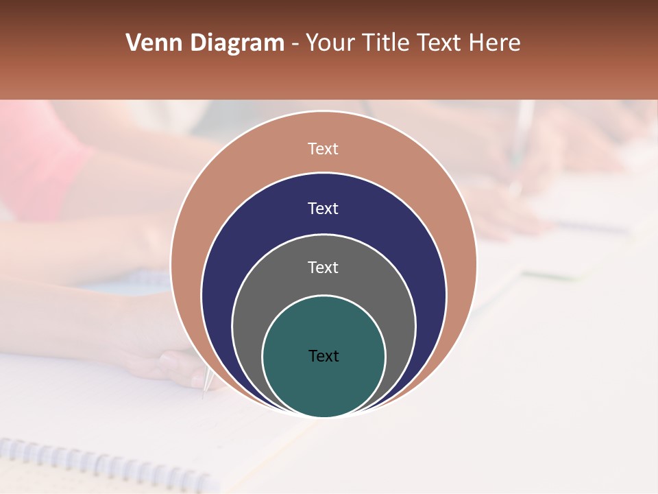 A Group Of People Sitting At A Table Writing On Notebooks PowerPoint Template