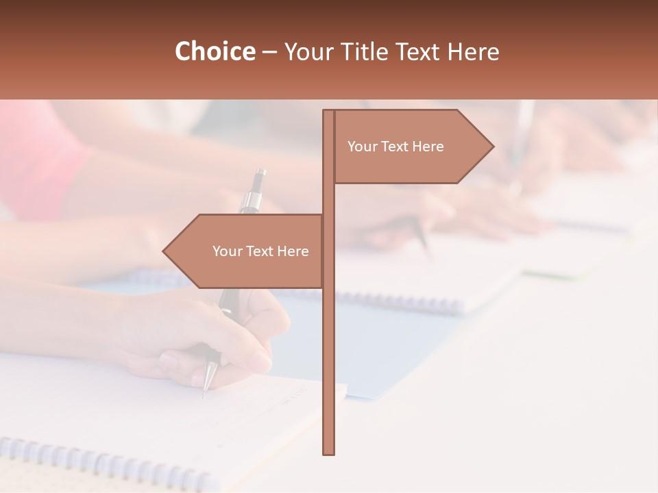 A Group Of People Sitting At A Table Writing On Notebooks PowerPoint Template