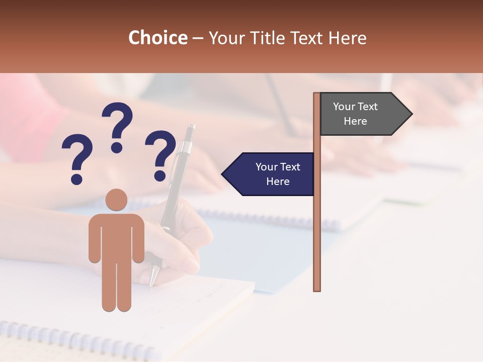 A Group Of People Sitting At A Table Writing On Notebooks PowerPoint Template